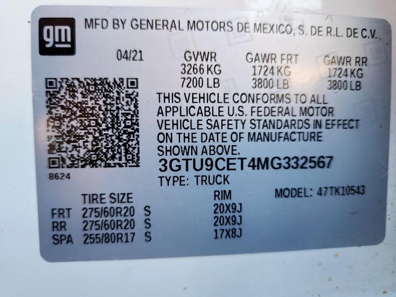 2021 GMC SIERRA K1500 ELEVATION 12