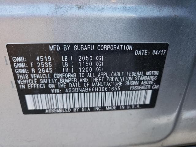 2017 SUBARU LEGACY 2.5I 2.5I 14
