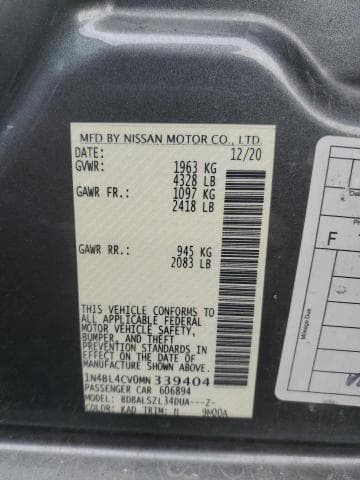 2021 NISSAN ALTIMA SR 12