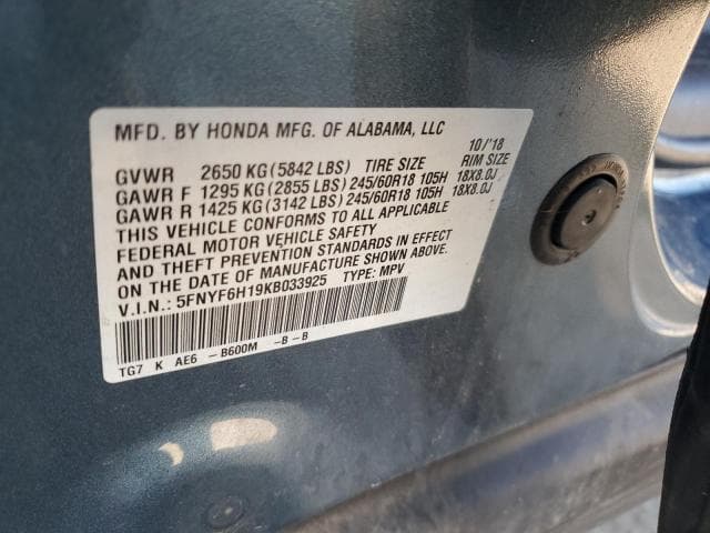2019 HONDA PILOT LX 13
