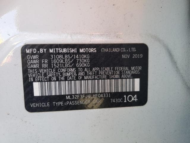 2020 MITSUBISHI MIRAGE G4 ES G4 ES 12