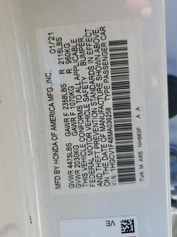 2021 HONDA ACCORD SPORT SE 12
