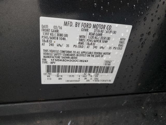 2016 FORD EXPLORER XLT XLT 13