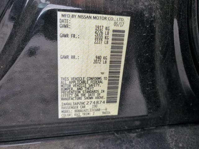 2017 NISSAN ALTIMA 12