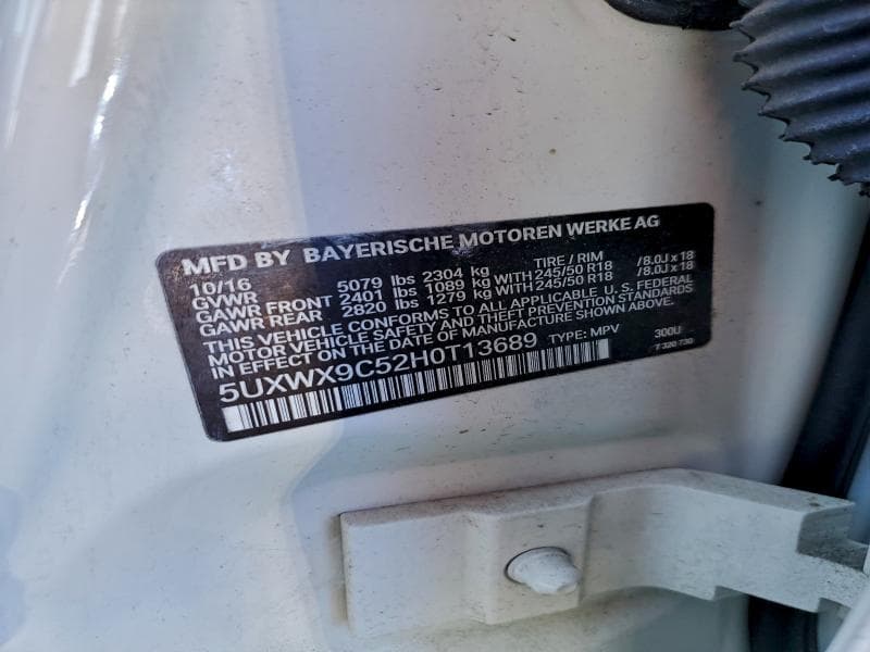 2017 BMW X3 XDRIVE28I XDRIVE28I 12