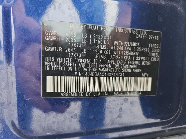2017 SUBARU OUTBACK 2.5I 2.5I 13