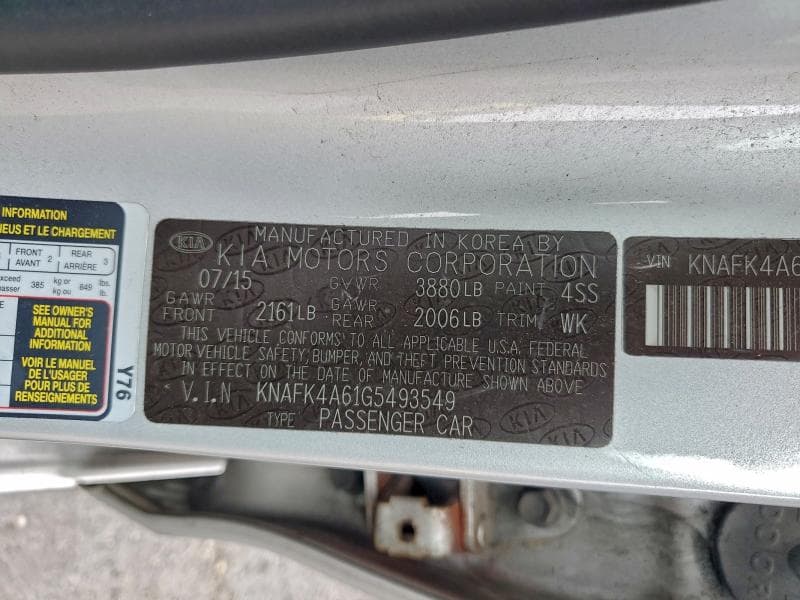 2016 KIA FORTE LX LX 12