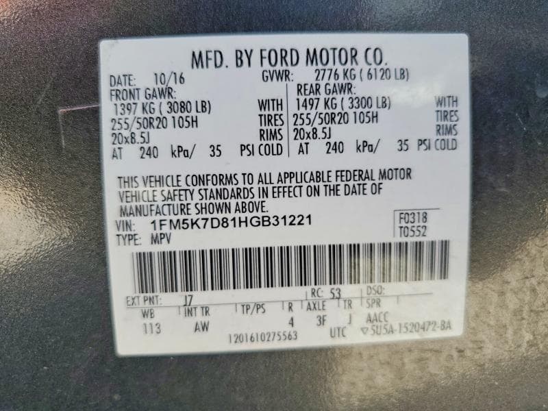 2017 FORD EXPLORER XLT XLT 14