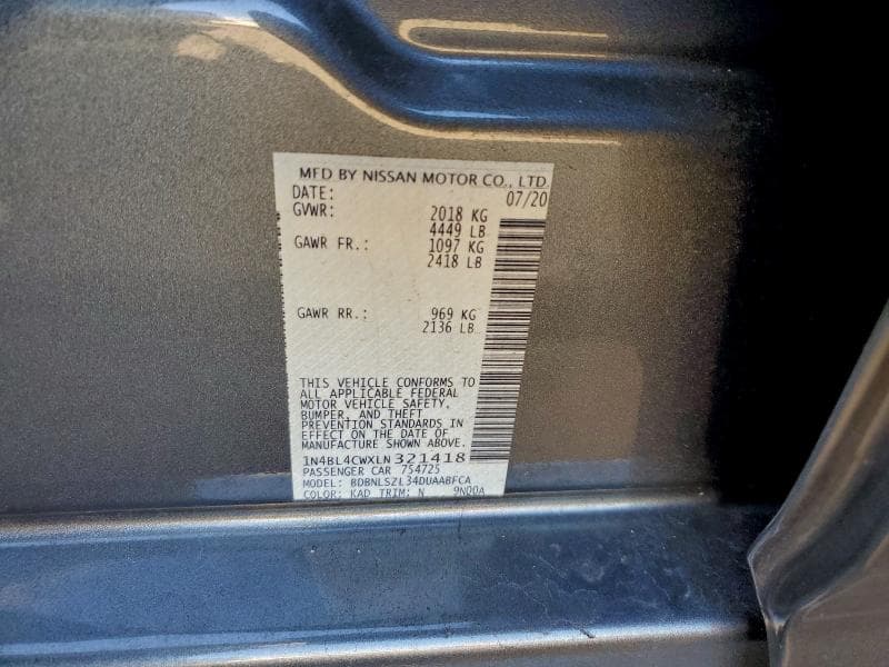 2020 NISSAN ALTIMA SR SR 12