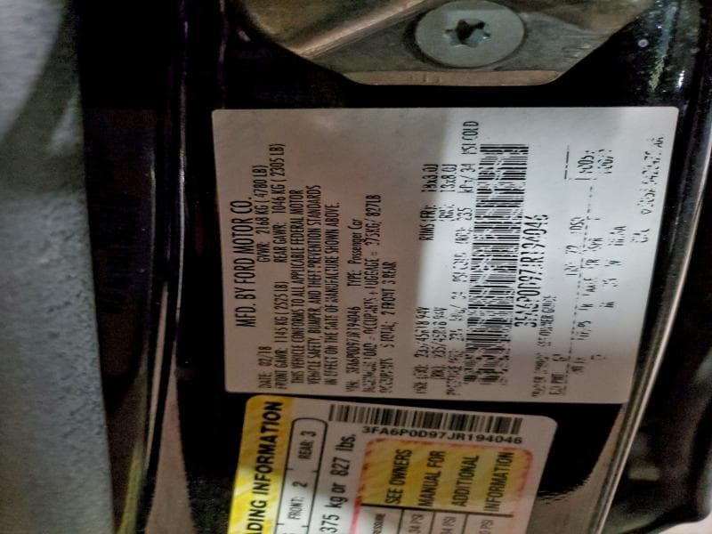 2018 FORD FUSION TITANIUM/PLATINUM 12
