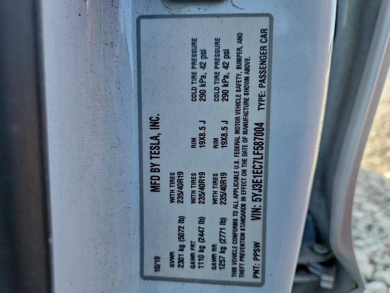 2020 TESLA MODEL 3 12