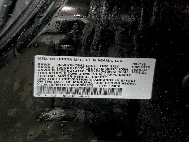 2019 HONDA PILOT EXL EXL 13