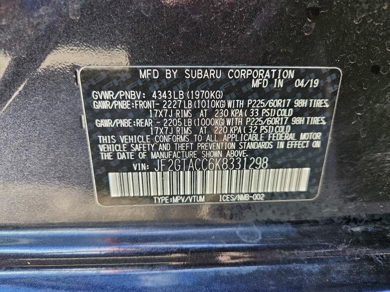 2019 SUBARU CROSSTREK PREMIUM PREMIUM 14