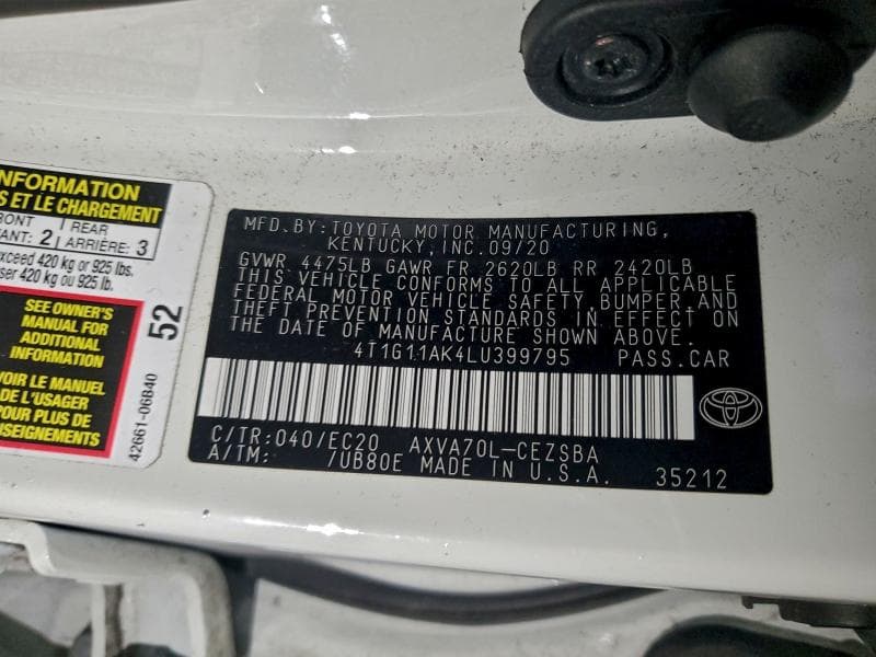 2020 TOYOTA CAMRY SE NIGHTSHADE SE NIGHTSHADE 12
