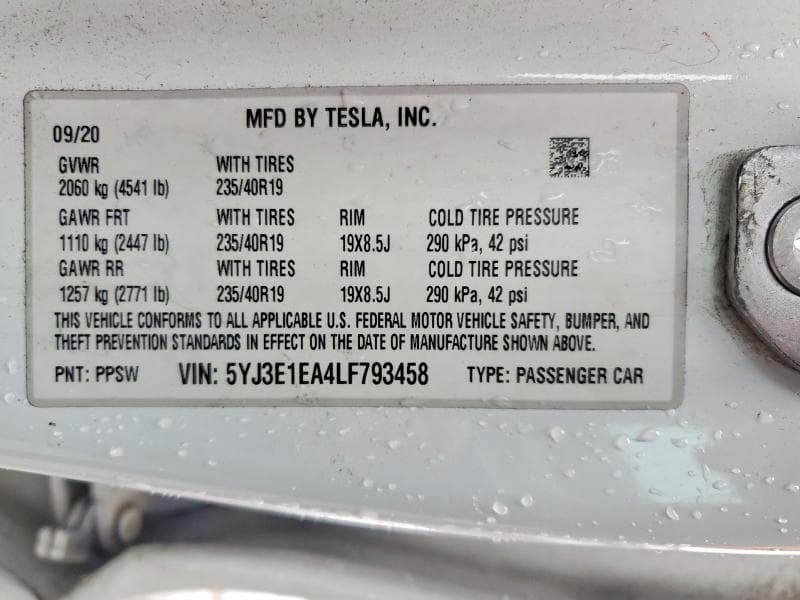 2020 TESLA MODEL 3 13