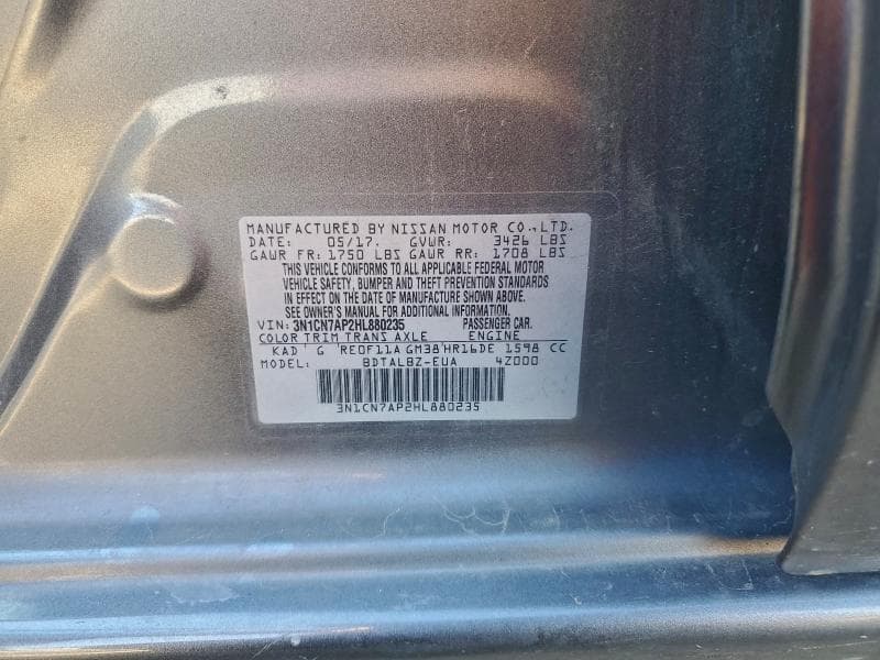2017 NISSAN VERSA S 12