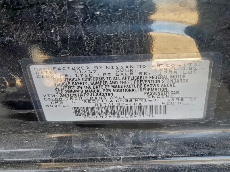 2018 NISSAN VERSA S S 12