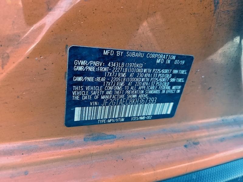 2019 SUBARU CROSSTREK PREMIUM PREMIUM 12