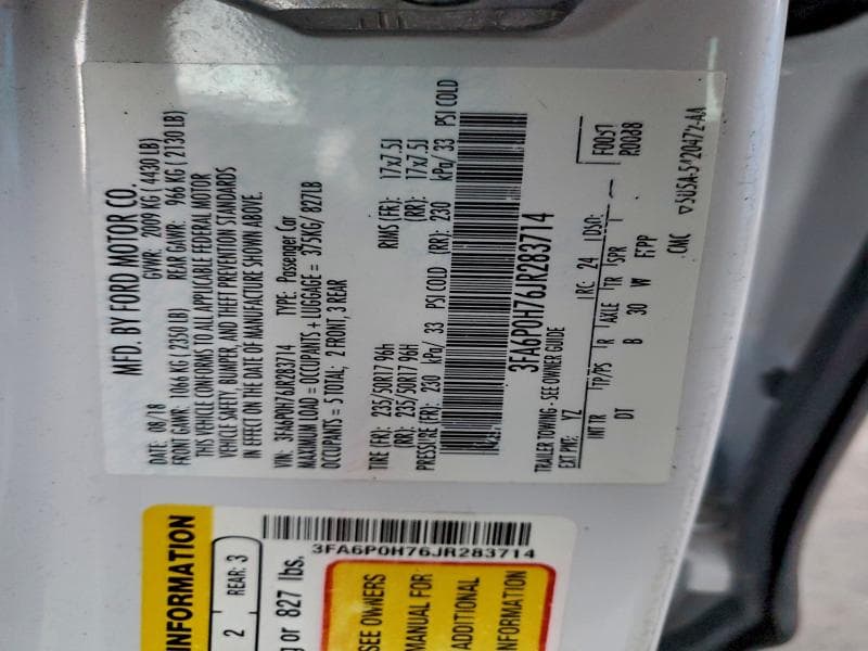 2018 FORD FUSION SE 12