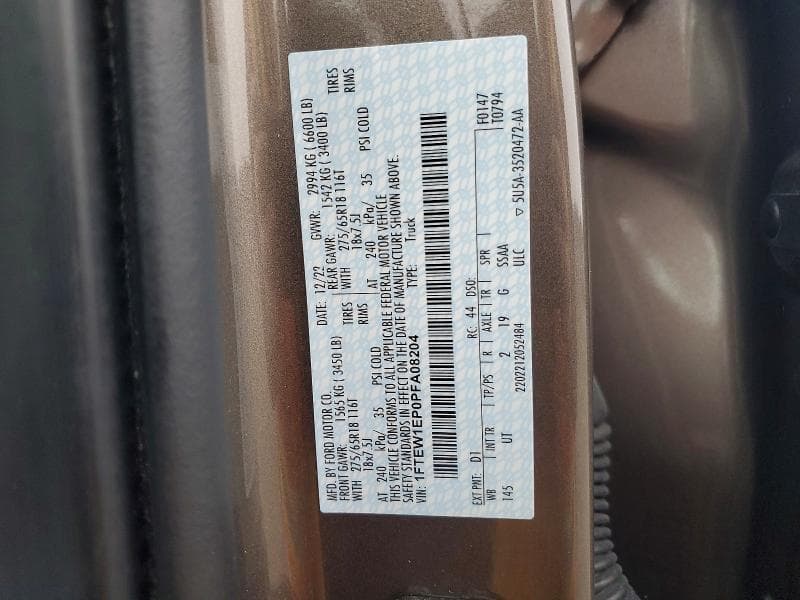 2023 FORD F150 SUPERCREW 12