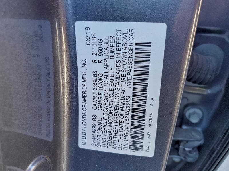 2018 HONDA ACCORD EXL EXL 12