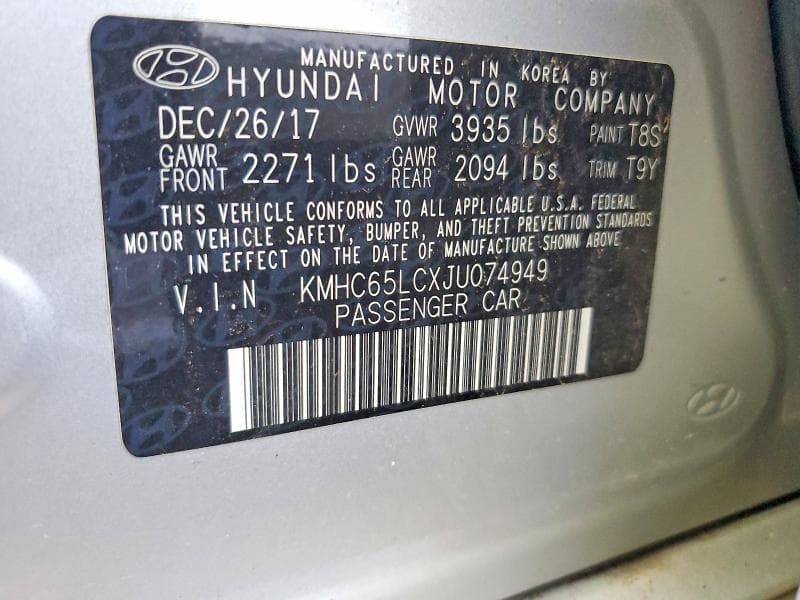 2018 HYUNDAI IONIQ BLUE BLUE 12