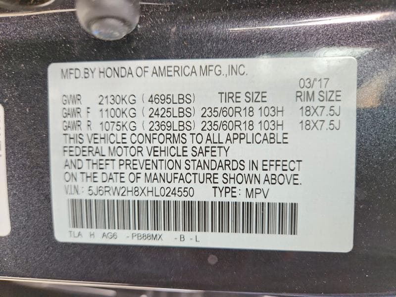 2017 HONDA CR-V EXL EXL 14