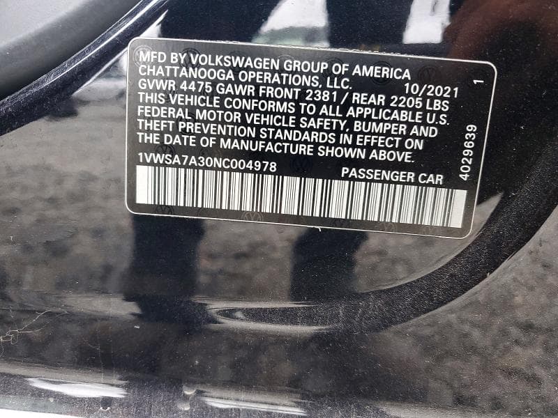 2022 VOLKSWAGEN PASSAT SE 12