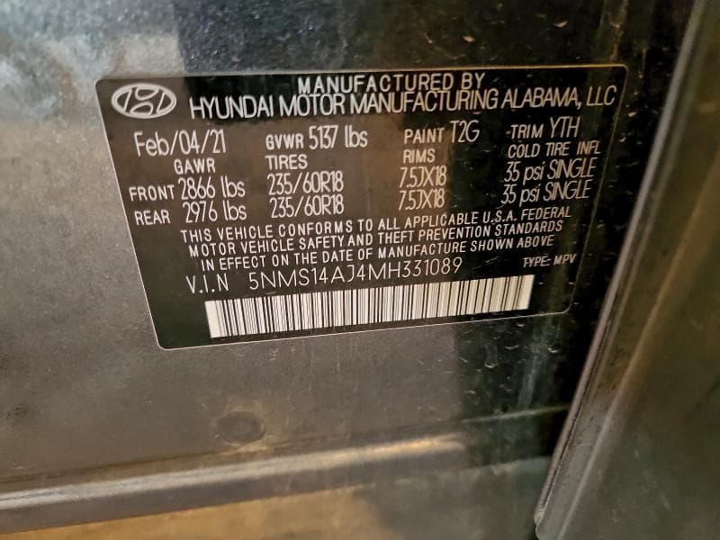 2021 HYUNDAI SANTA FE SE 13