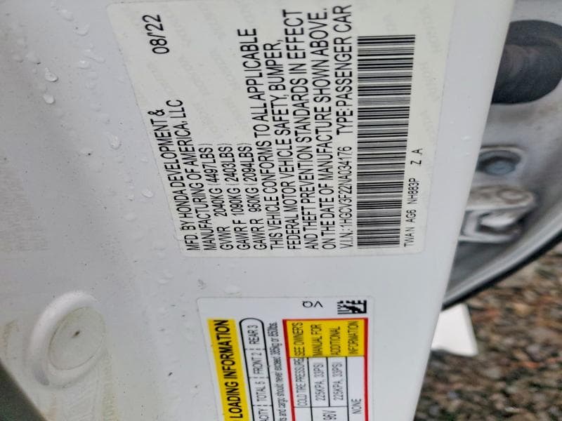 2022 HONDA ACCORD HYBRID SPORT HYBRID SPORT 12