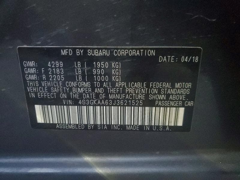 2018 SUBARU IMPREZA 12