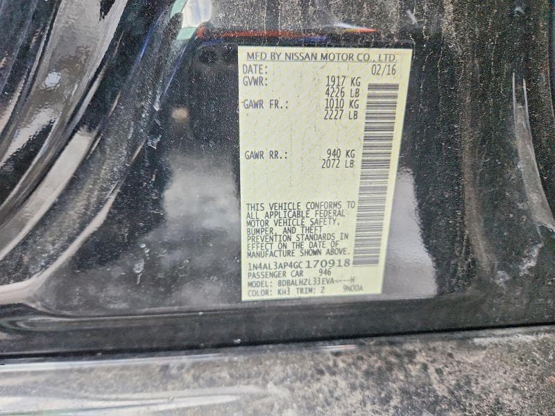 2016 NISSAN ALTIMA 2.5 2.5 12