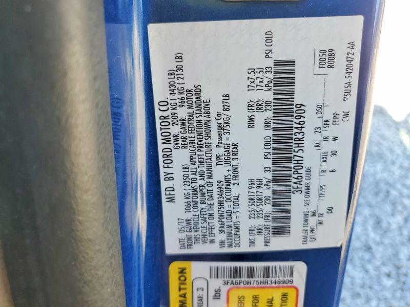 2017 FORD FUSION SE 13
