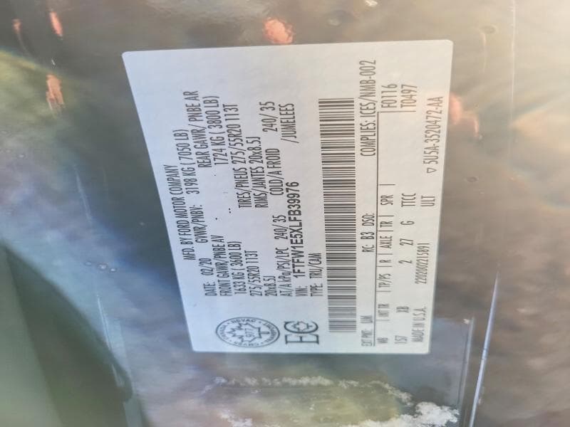 2020 FORD F150 SUPERCREW SUPERCREW 12