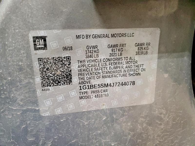 2018 CHEVROLET CRUZE LT LT 13