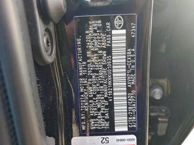 2019 TOYOTA CAMRY HYBRID 12