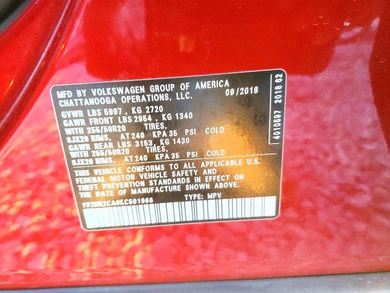 2019 VOLKSWAGEN ATLAS SEL PREMIUM 13