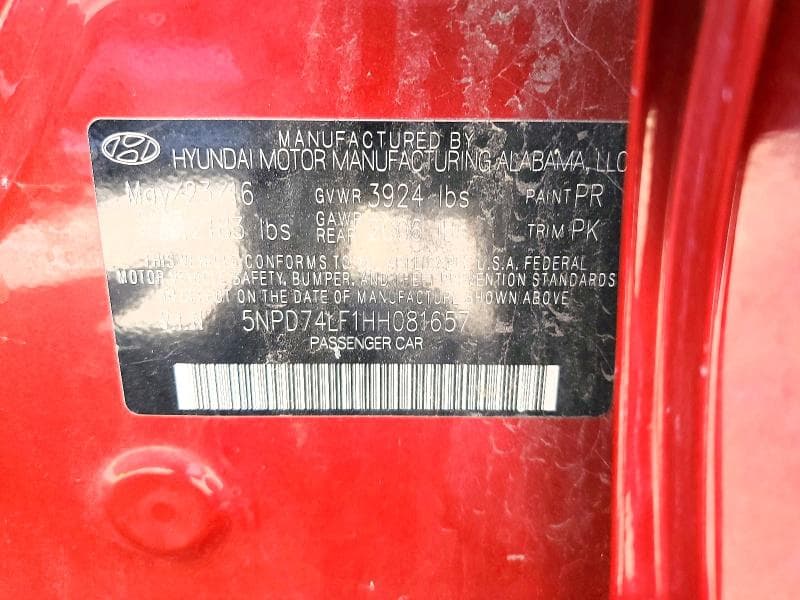 2017 HYUNDAI ELANTRA SE 12