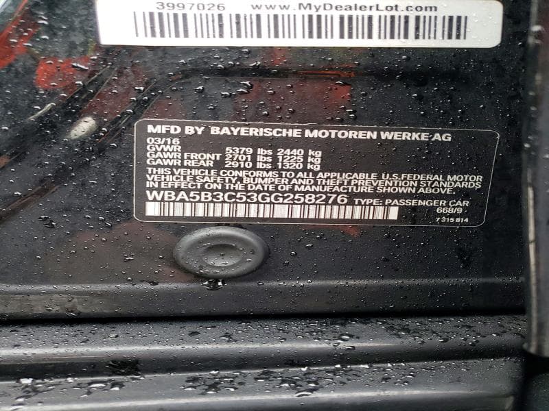 2016 BMW 535 XI XI 12