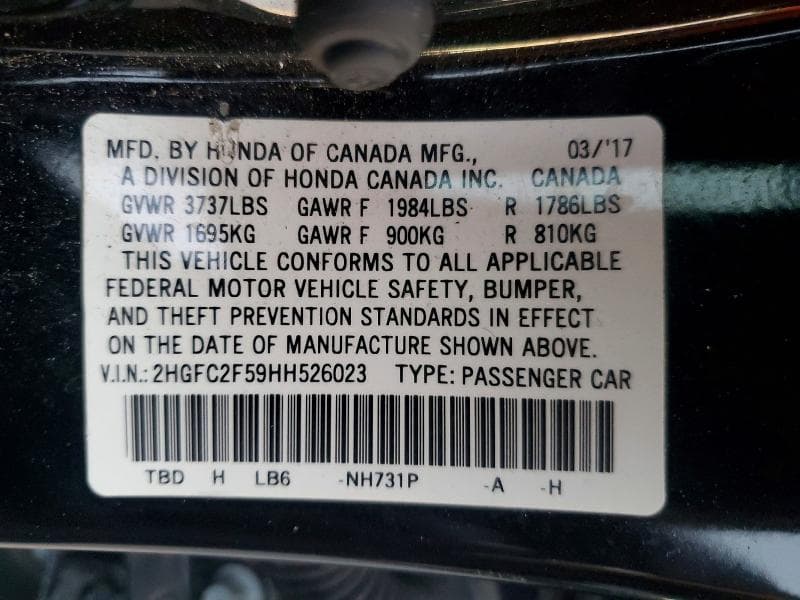 2017 HONDA CIVIC LX LX 12