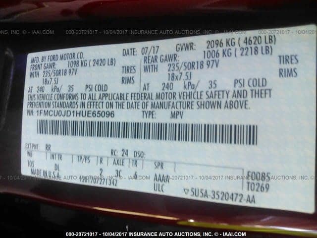 2017 FORD ESCAPE TITANIUM 9