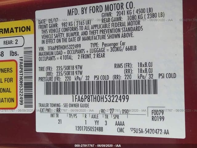 2017 FORD MUSTANG ECOBOOST 9