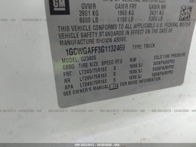 2016 CHEVROLET EXPRESS CARGO VAN 9