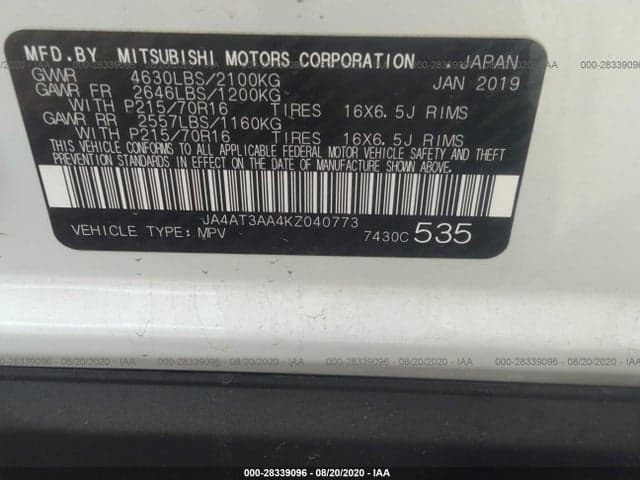 2019 MITSUBISHI ECLIPSE CROSS ES 9
