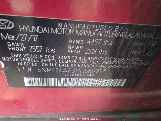 2017 HYUNDAI SONATA SE 9