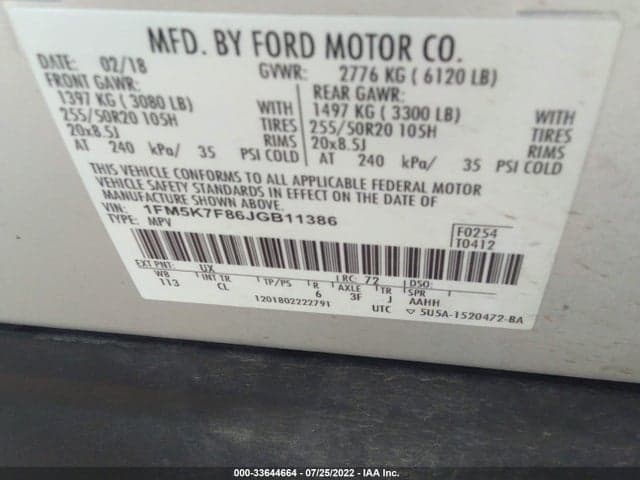 2018 FORD EXPLORER LIMITED 9
