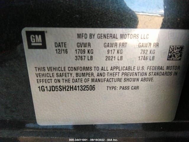 2017 CHEVROLET SONIC LT AUTO 9