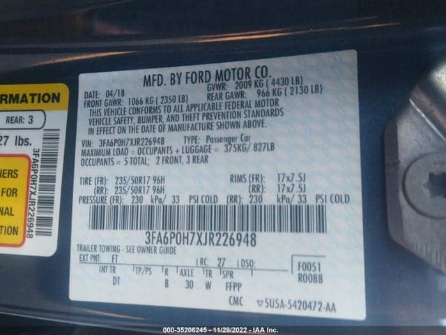 2018 FORD FUSION SE 9