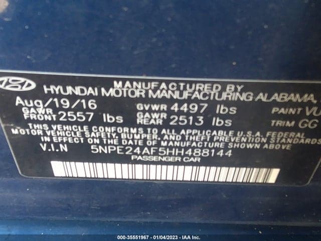 2017 HYUNDAI SONATA 9