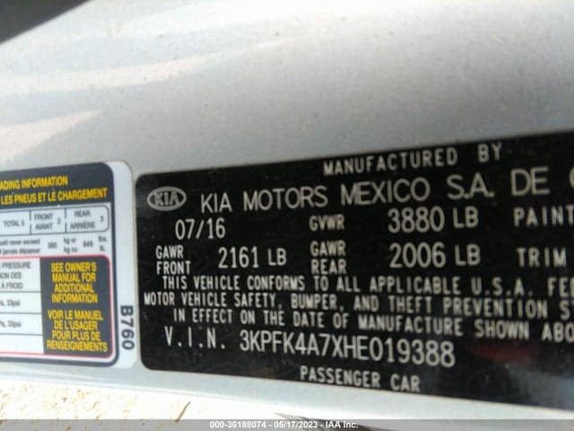 2017 KIA FORTE LX 9